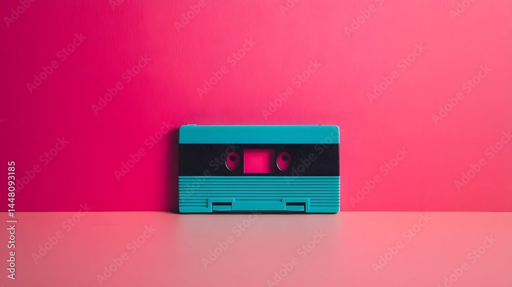 Obraz premium Vibrant retro cassette tape titled 'Love Memories'