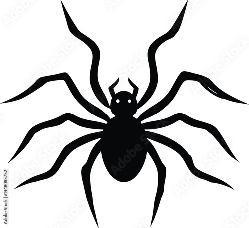 Spooky Spider hanging from a web silhouette