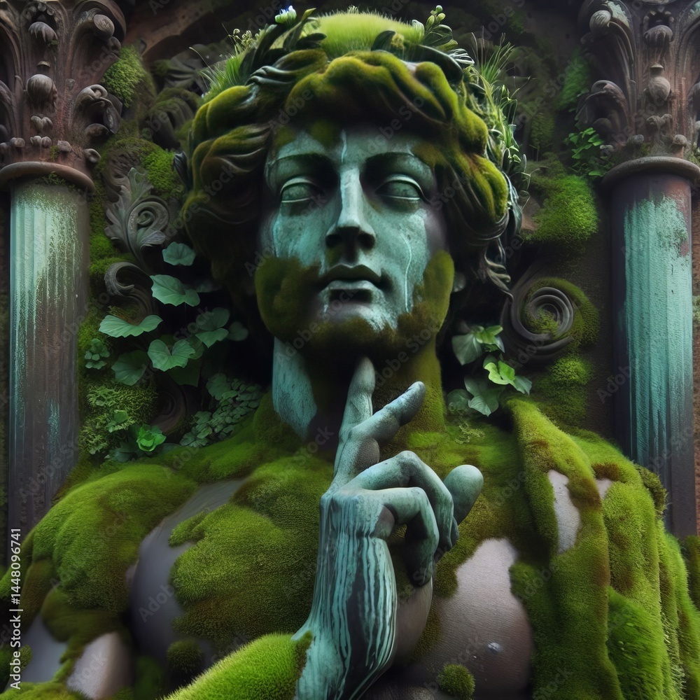 Fototapeta premium Moss Weathering blending with greenery