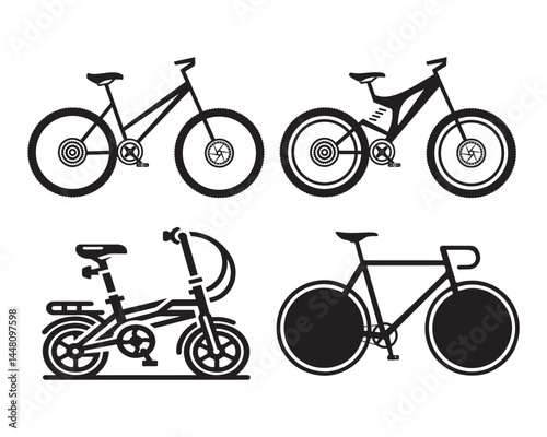 Hand Drawn Classic Bicycle Set