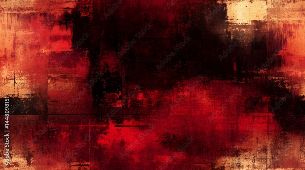 Obraz premium A vibrant abstract design with rich red, black, and tan hues.