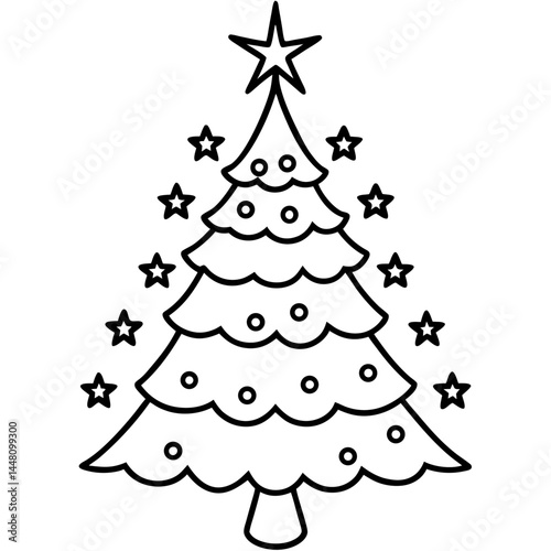 Glowing Christmas Tree Vector on White