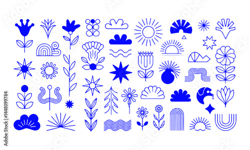A modern vector illustration set of minimalist abstract icons and design elements, easily editable.