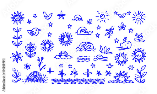 A modern vector illustration set of minimalist abstract icons and design elements, easily editable.