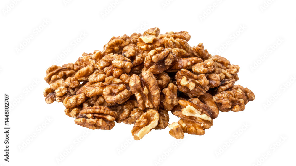 Pile of Shelled Walnuts, Close-up Studio Shot Pile of Shelled Walnuts, Close-up Studio Shot