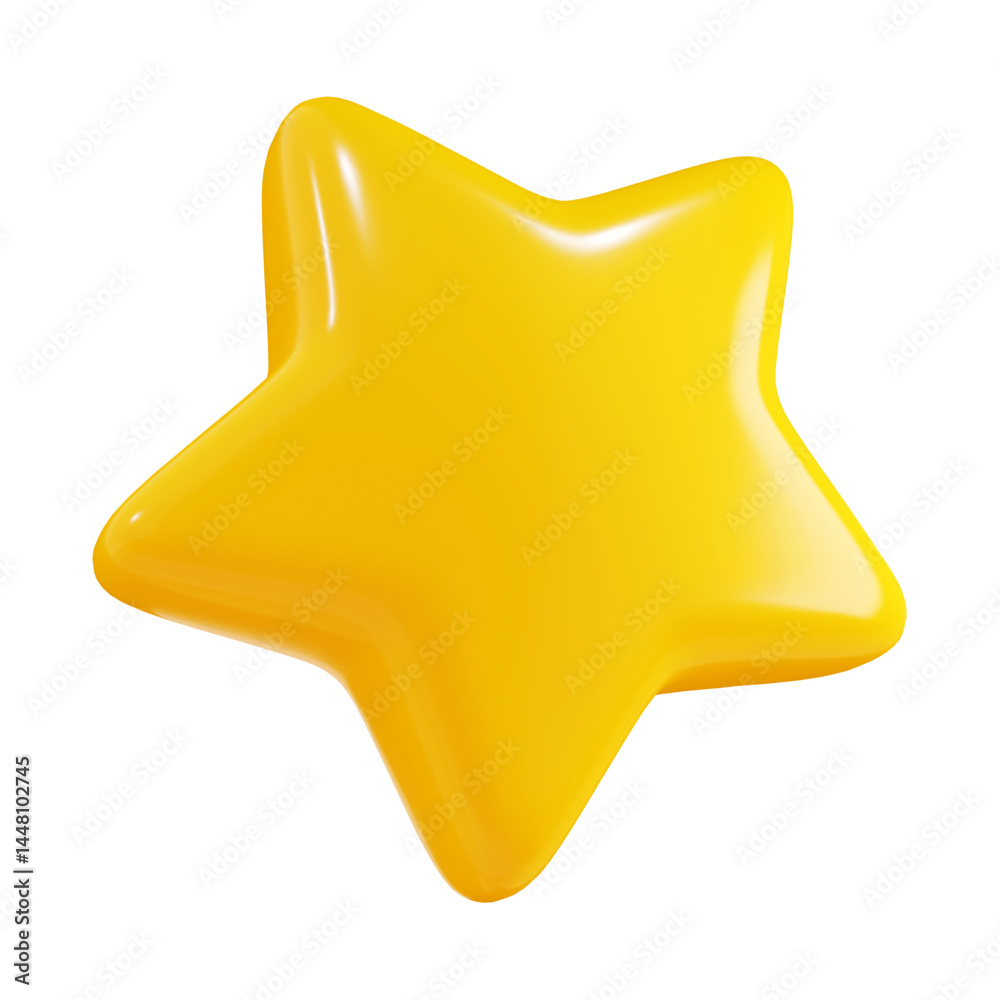 Modern 3D Yellow Star Icon with Shiny and Rounded Appearance Modern 3D Yellow Star Icon with Shiny and Rounded Appearance