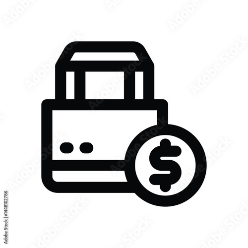 shopping bag line icon. Clean and minimalist vector icon for websites, mobile apps, presentations, and logos. Fully scalable and customizable for any project.