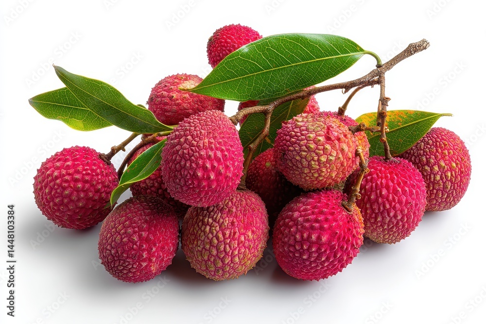 Fresh lychee is a tropical fruit separated against a white background Fresh lychee is a tropical fruit separated against a white background