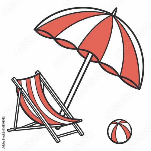 beach chairs and umbrella
