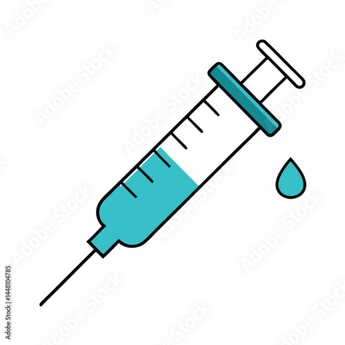 Medical Syringe With Liquid Drop Vector