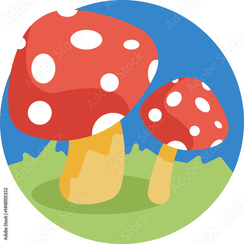 A symbol representing a mushroom commonly found during the fall season.