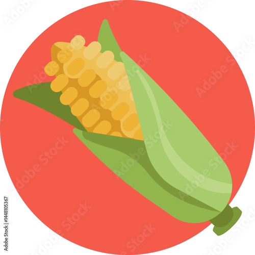 Illustration of a corn cob with husk partially peeled back, symbolizing a classic autumn harvest.