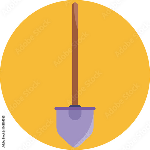 A shovel used for gardening or clearing leaves during the autumn season.
