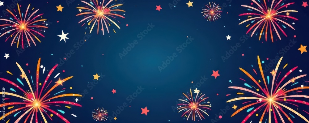 Naklejka premium Cute hand-drawn firework seamless pattern Vector illustration for holiday design , stars, christmas, repeat