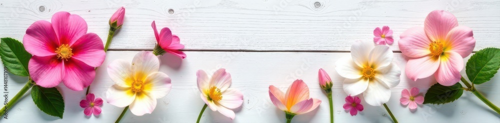 Delicate blooms arranged on weathered white wood , flowers, bloom, decor Delicate blooms arranged on weathered white wood , flowers, bloom, decor