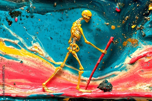 Obraz na płótnie Metaphorical falls and fractures physical senses, of a growing old. Old woman health. Falls and fractures - difficulty in old age: abstract image of well-being. Senior problems. Elderly pain. w salonie