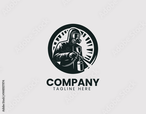 Car Painter Spraying Paint Vector Logo 