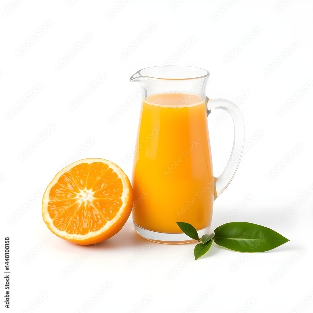 fresh orange juice in a jug on white background fresh orange juice in a jug on white background