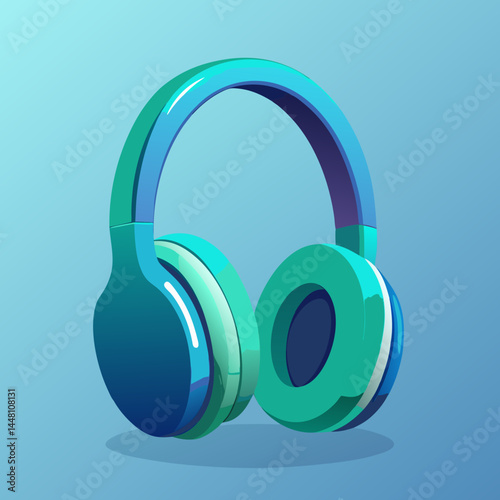 headphones on blue background