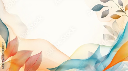 Obraz na płótnie Abstract design featuring flowing colorful waves and leaves, creating a serene background for various uses w salonie