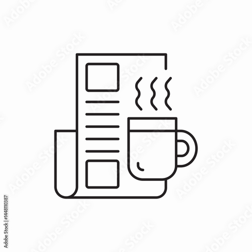 News coffee break reading icon vector sign