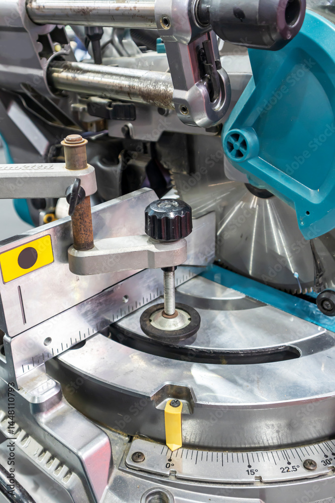 Fototapeta premium Steel cutting or drilling equipment used in industrial work and production equipment parts in factories