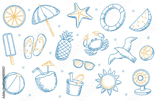 summer rough sketch doodle outline 