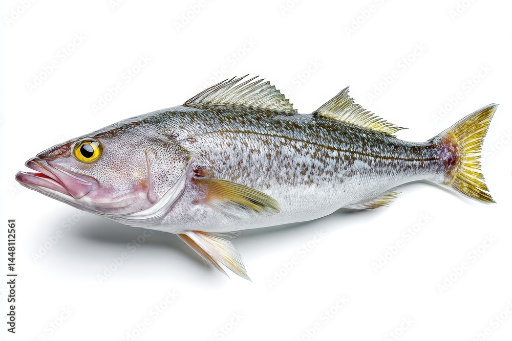 Obraz premium Isolated fresh raw Hake fish on white backdrop