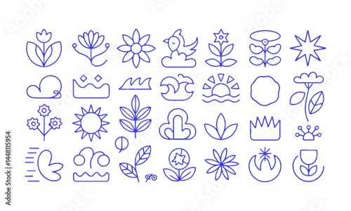 A modern vector illustration set of minimalist abstract icons and design elements, easily editable.