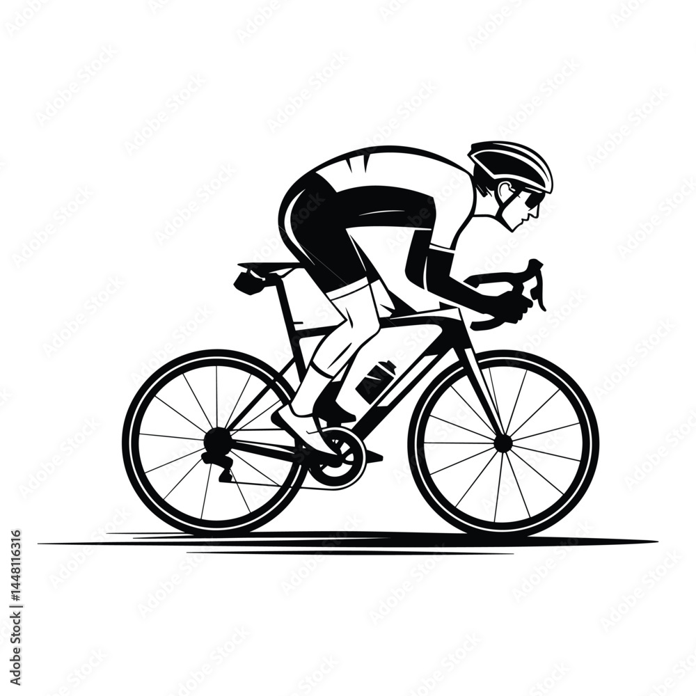 Fototapeta premium Speedy Road Cyclist Vector Illustration