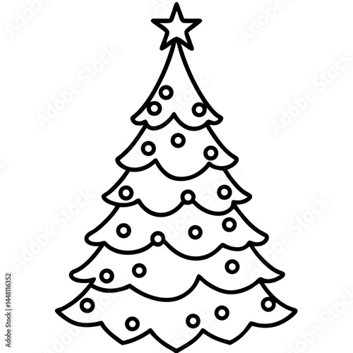 Glowing Christmas Tree Vector on White