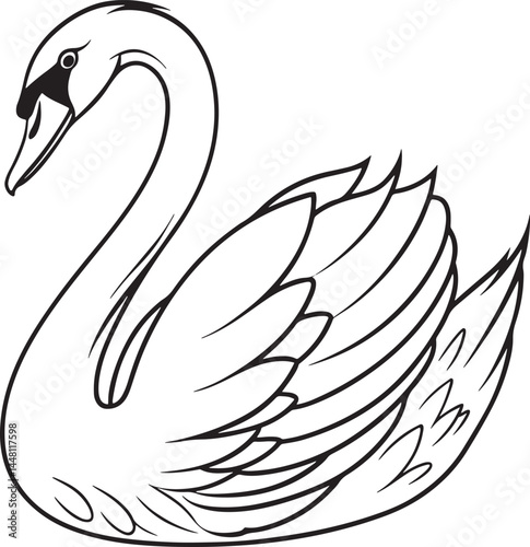 tundra swan bird silhouette vector illustration