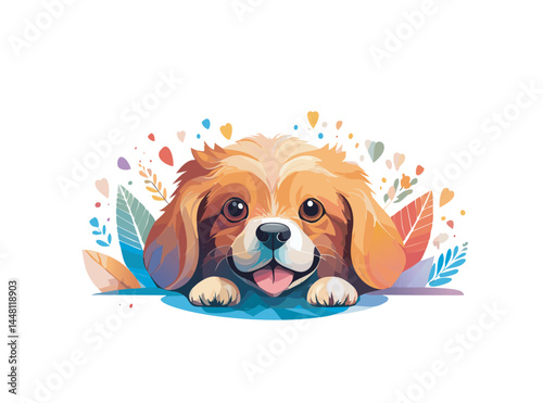 Adorable Cartoon Dog Vector Illustration – Cute Puppy Clipart in Flat Style for Kids, Pet Designs, T-Shirts, Stickers, and Animal-Themed Projects