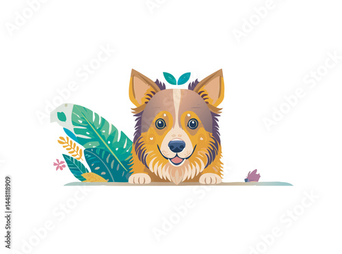 Adorable Cartoon Dog Vector Illustration – Cute Puppy Clipart in Flat Style for Kids, Pet Designs, T-Shirts, Stickers, and Animal-Themed Projects