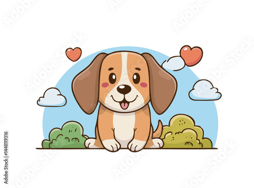Adorable Cartoon Dog Vector Illustration – Cute Puppy Clipart in Flat Style for Kids, Pet Designs, T-Shirts, Stickers, and Animal-Themed Projects