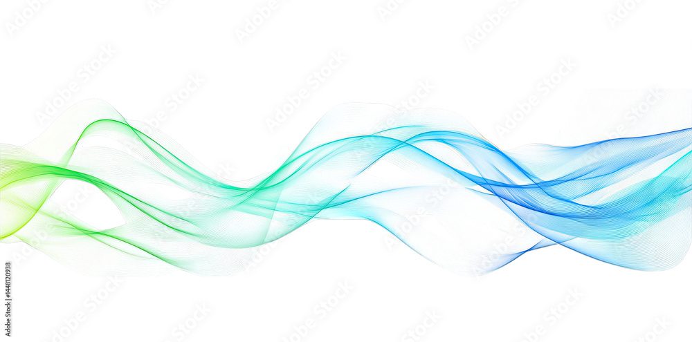 Fototapeta premium Elegant flowing abstract waves in soft green and blue hues. creating a serene atmosphere. perfect for backgrounds in digital design or calming visuals