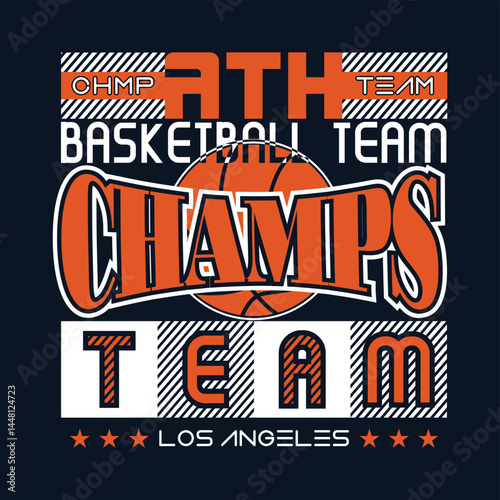 Athletic basketball vector typography design with bold sports lettering, dynamic layout, and motivational slogan words in a modern competitive style.
