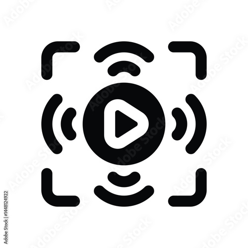 broadcast glyph icon. Strong and solid vector icon for websites, mobile interfaces, presentations, and visual branding. High quality and easy to edit.