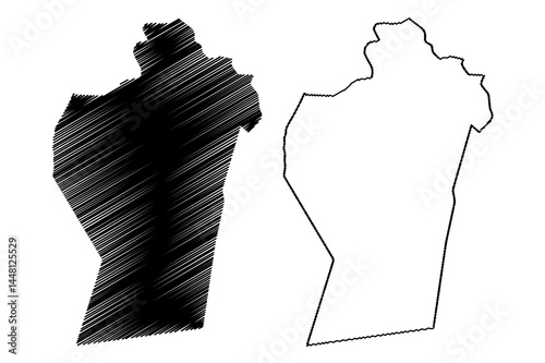 Ad Dhahirah Governorate (Sultanate of Oman, Governorates of Oman) map vector illustration, scribble sketch Ad Dhahirah map