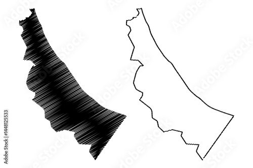 Al Batinah North Governorate (Sultanate of Oman, Governorates of Oman) map vector illustration, scribble sketch Al Batinah North map