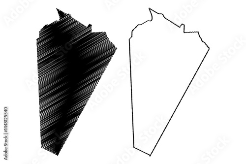 Ash Sharqiyah North Governorate (Sultanate of Oman, Governorates of Oman) map vector illustration, scribble sketch Northeastern Governorate map