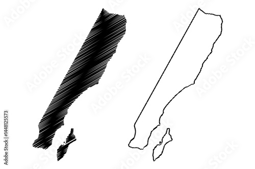 Ash Sharqiyah South Governorate (Sultanate of Oman, Governorates of Oman) map vector illustration, scribble sketch Southeastern Governorate map