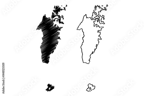 Musandam Governorate (Sultanate of Oman, Governorates of Oman) map vector illustration, scribble sketch Musandam map