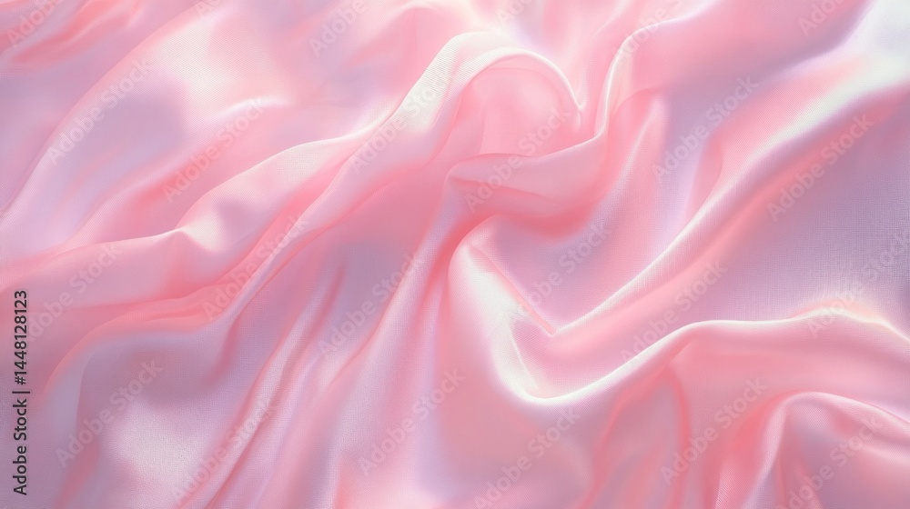 Fototapeta premium Close-up view of soft, flowing, pink satin fabric.