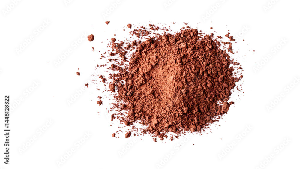 Aromatic Cocoa Powder Pile, Top View, Isolated on Black Aromatic Cocoa Powder Pile, Top View, Isolated on Black