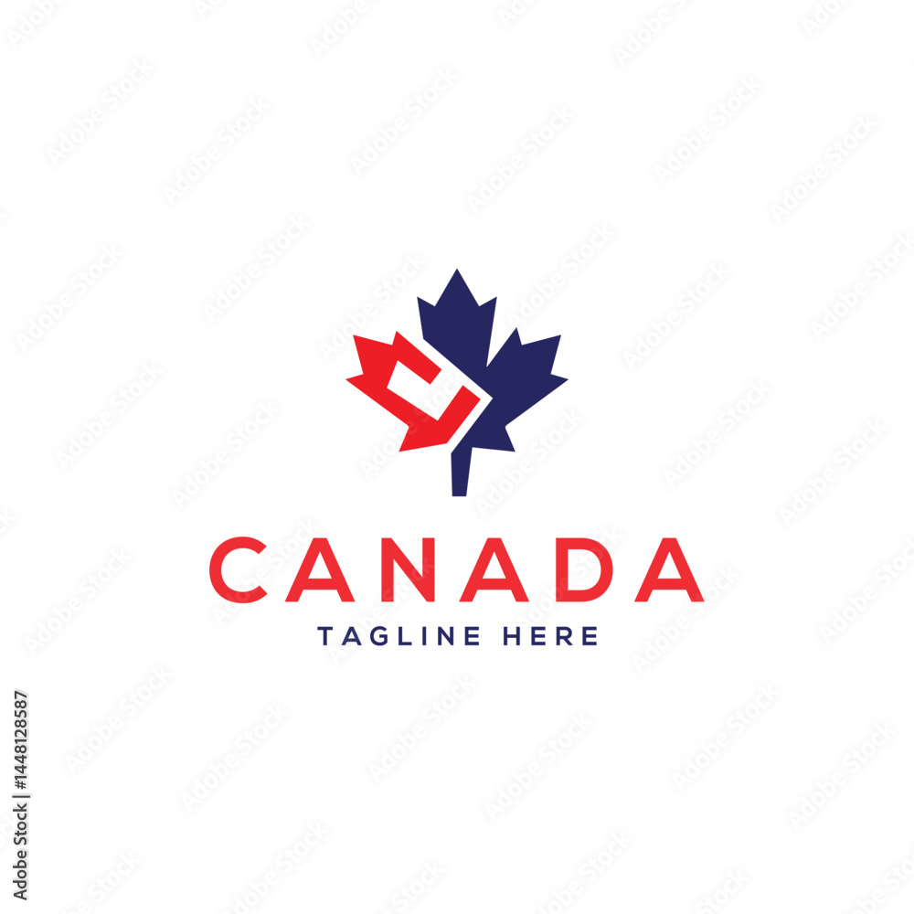 Canada maple leaf letter mark C logo design concept modern minimal flat Canada maple leaf letter mark C logo design concept modern minimal flat
