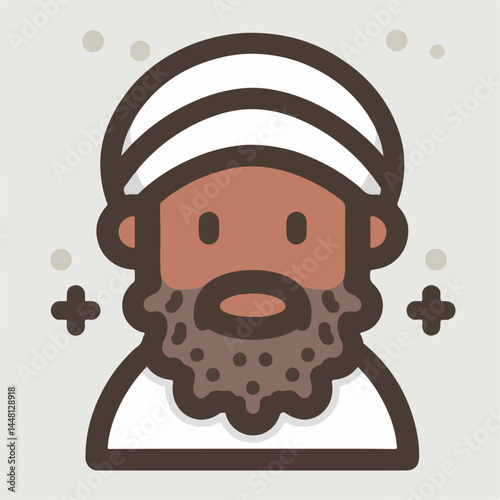 illustration of a person with a mostache and beard