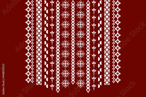 Ikat ethnic geometric neck embroidery pattern. Native Aztec decorative design for fabric, clothing, fashion, border decor, texture, element, graphic, printing, ornaments, ceramic, necklace, neckline