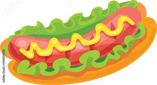 Cartoon chicken hot dog with sausage and bun