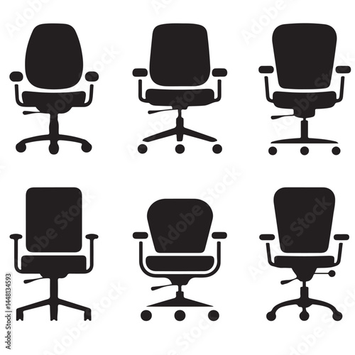 set vector various style office chair silhouettes